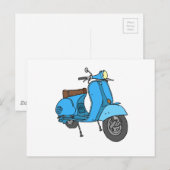 Blauer Motorroller (Vespa) Briefkaart (Voorkant / Achterkant)