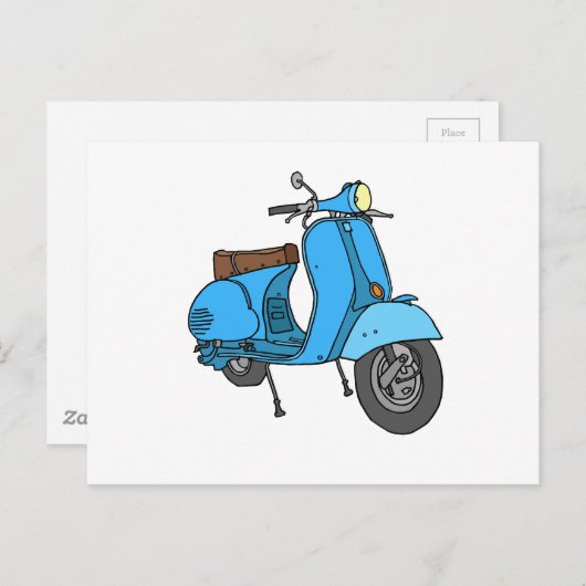Blauer Motorroller (Vespa) Briefkaart (Voorkant / Achterkant)