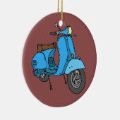 Blauer Motorroller (Vespa) Keramisch Ornament (Rechts)