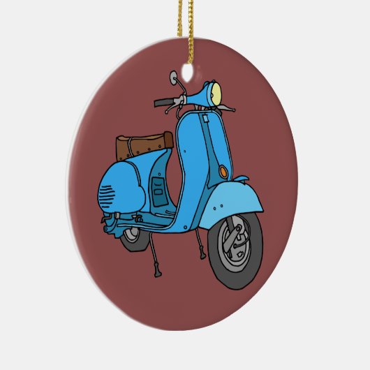 Blauer Motorroller (Vespa) Keramisch Ornament (Rechts)