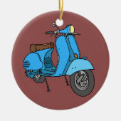 Blauer Motorroller (Vespa) Keramisch Ornament (Voorkant)
