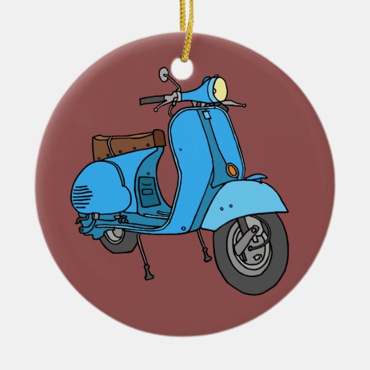 Blauer Motorroller (Vespa) Keramisch Ornament (Voorkant)