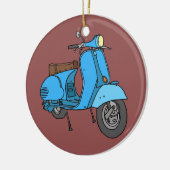 Blauer Motorroller (Vespa) Keramisch Ornament (Links)