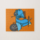 Blauer Motorroller (Vespa) Legpuzzel (Horizontaal)