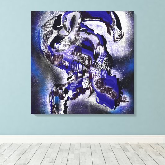 Blauer Traum. Abstrakt  Canvas Afdruk (Insitu (Houten vloer))