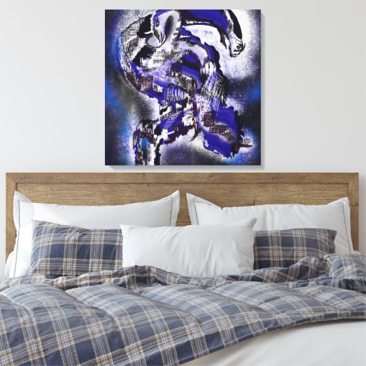 Blauer Traum. Abstrakt  Canvas Afdruk (Insitu (Slaapkamer))