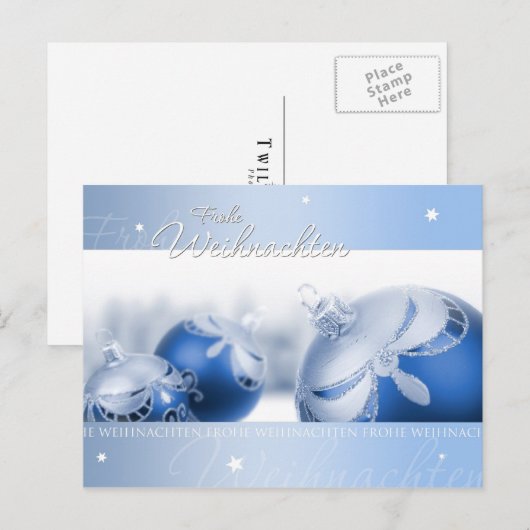 Blauer Weihnachtstraum Briefkaart (Voorkant / Achterkant)