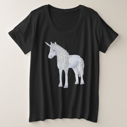 Blaues Einhorn Grote Maat T-shirt (Design voorkant)