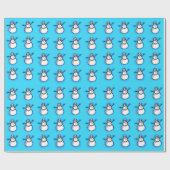 Blaues Schneemann Weihnachts Cadeaupapier (Vlak)