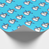 Blaues Schneemann Weihnachts Cadeaupapier (Hoek)