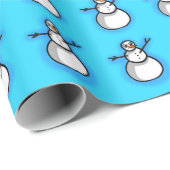 Blaues Schneemann Weihnachts Cadeaupapier (Rol Hoek)