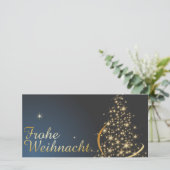 Blaues Weihnachtsmotiv mit goldenem Weihnachtsbaum (Staand voorkant)