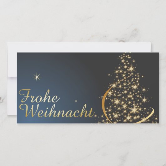 Blaues Weihnachtsmotiv mit goldenem Weihnachtsbaum (Voorkant)