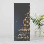 Blaues Weihnachtsmotiv mit goldenem Weihnachtsbaum (Staand voorkant)