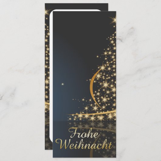 Blaues Weihnachtsmotiv mit goldenem Weihnachtsbaum (Voorkant / Achterkant)