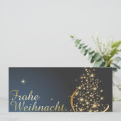 Blaues Weihnachtsmotiv mit goldenem Weihnachtsbaum (Staand voorkant)