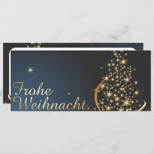 Blaues Weihnachtsmotiv mit goldenem Weihnachtsbaum (Voorkant / Achterkant)