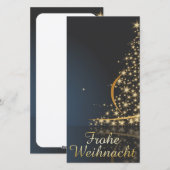 Blaues Weihnachtsmotiv mit goldenem Weihnachtsbaum Feestdagenkaart (Voorkant / Achterkant)
