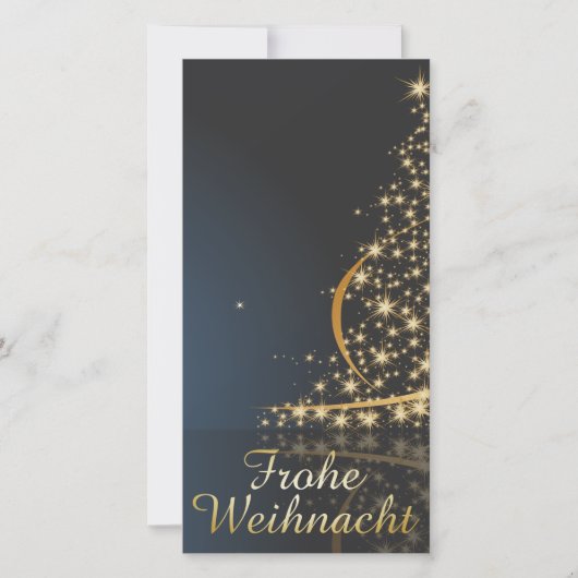 Blaues Weihnachtsmotiv mit goldenem Weihnachtsbaum Feestdagenkaart (Voorkant)
