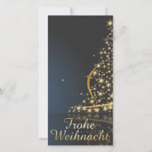 Blaues Weihnachtsmotiv mit goldenem Weihnachtsbaum
