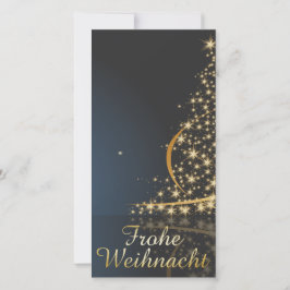 Blaues Weihnachtsmotiv mit goldenem Weihnachtsbaum Feestdagenkaart