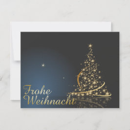 Blaues Weihnachtsmotiv mit goldenem Weihnachtsbaum Kaart