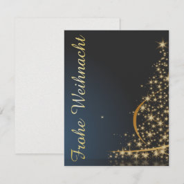 Blaues Weihnachtsmotiv mit goldenem Weihnachtsbaum Kaart