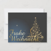 Blaues Weihnachtsmotiv mit goldenem Weihnachtsbaum Kaart (Voorkant)