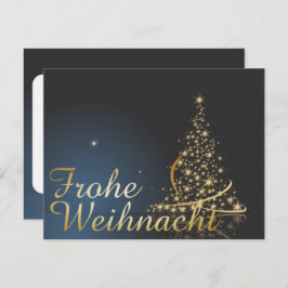 Blaues Weihnachtsmotiv mit goldenem Weihnachtsbaum Kaart