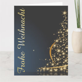 Blaues Weihnachtsmotiv mit goldenem Weihnachtsbaum Kaart