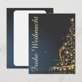 Blaues Weihnachtsmotiv mit goldenem Weihnachtsbaum Kaart