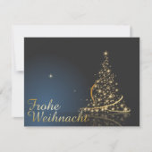 Blaues Weihnachtsmotiv mit goldenem Weihnachtsbaum Kaart (Voorkant)