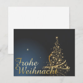 Blaues Weihnachtsmotiv mit goldenem Weihnachtsbaum Kaart