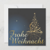 Blaues Weihnachtsmotiv mit goldenem Weihnachtsbaum Kaart (Voorkant)
