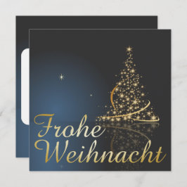 Blaues Weihnachtsmotiv mit goldenem Weihnachtsbaum Kaart