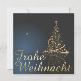 Blaues Weihnachtsmotiv mit goldenem Weihnachtsbaum Kaart
