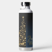 Blaues Weihnachtsmotiv mit goldenem Weihnachtsbaum Waterfles (Rechts)