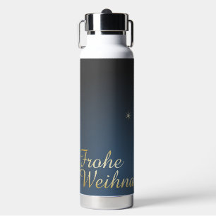 Blaues Weihnachtsmotiv mit goldenem Weihnachtsbaum Waterfles