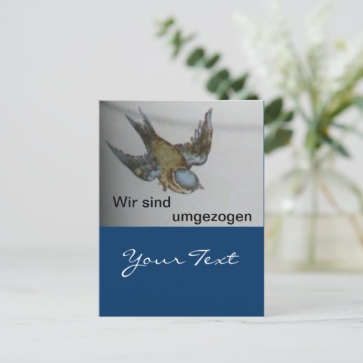 Blaumeise-umzug-postkarte Briefkaart (Staand voorkant)