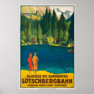 Blausee Berner Oberland Zwitserland Vintage Poster