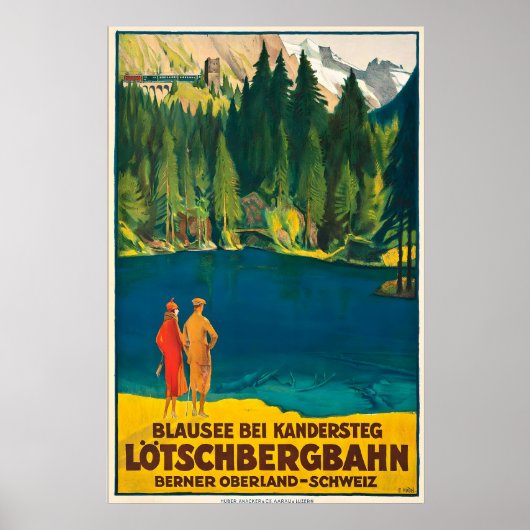 Blausee Berner Oberland Zwitserland Vintage Poster (Voorkant)