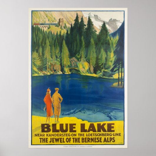 Blausee/Blue Lake Kandersteg, Zwitserland  Poster (Voorkant)