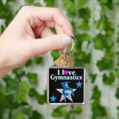 BLAUTIEF ONTWERP VAN BLAUW EN SILVER GYMNASTICS SLEUTELHANGER (Hand)