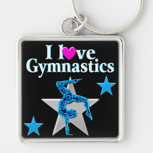 BLAUTIEF ONTWERP VAN BLAUW EN SILVER GYMNASTICS SLEUTELHANGER