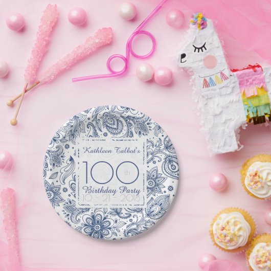 Blauw  100e Bord voor whitday-papier (Feest)