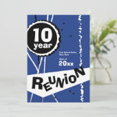  blauw 10 jaar Uitnodiging voor reünie (Staand voorkant)