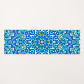 Blauw 12 bloemblaadjes 12 harten rond geometrisch yogamat (Voorkant (horizontaal))