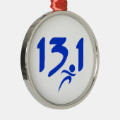 Blauw 13.1 halve marathon metalen ornament (Rechts)