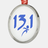 Blauw 13.1 halve marathon metalen ornament (Links)
