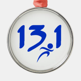 Blauw 13.1 halve marathon metalen ornament